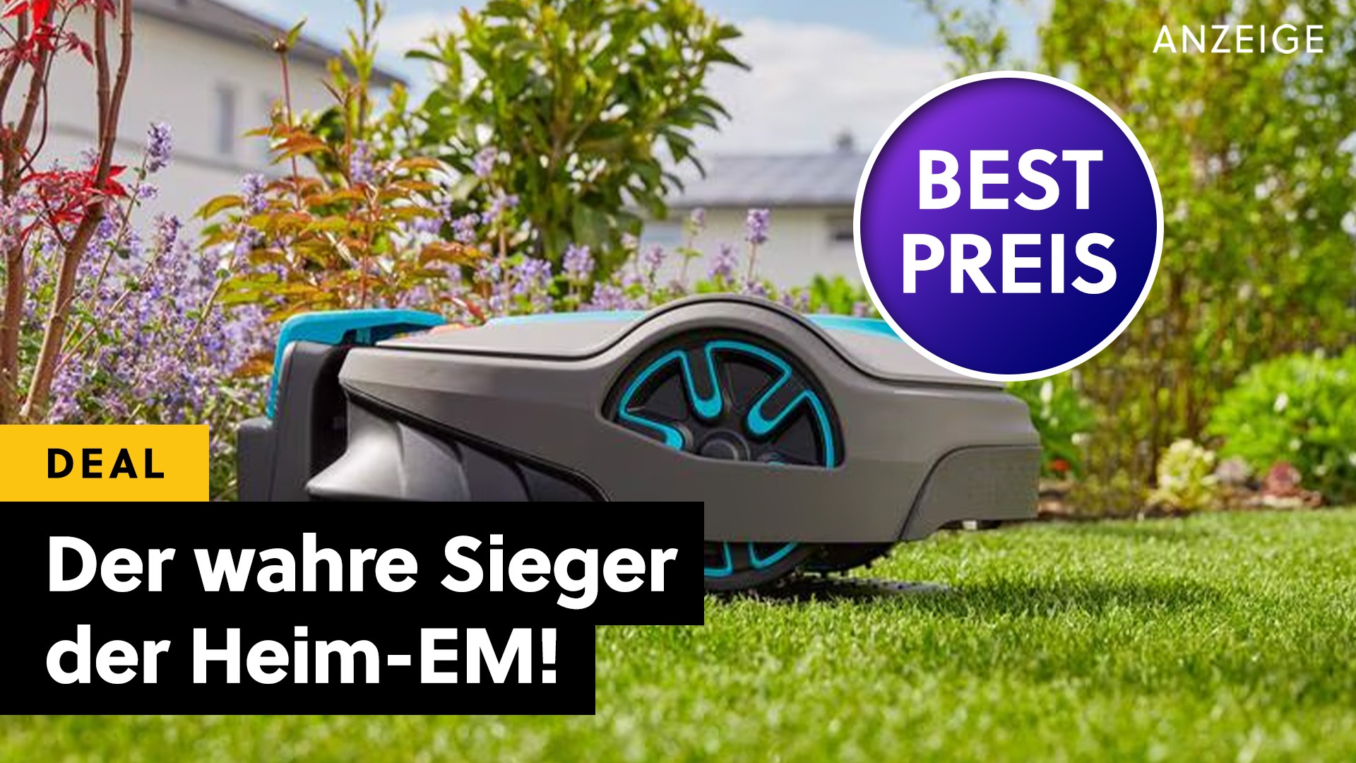 Dieser Mähroboter würde selbst den Rasen für die EM in perfekten Zustand bringen - Der Preis-Leistungs-Champion ist gerade zum Hammerpreis zu haben!