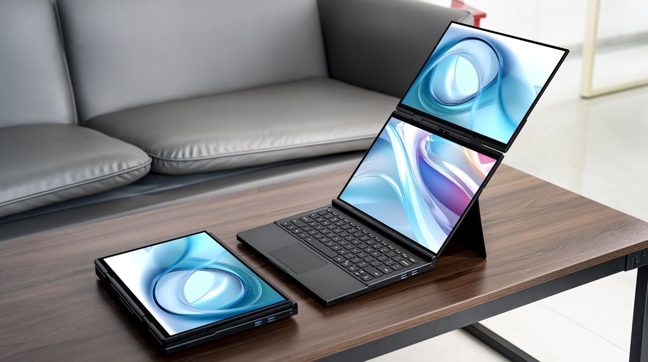 Zwei vollwertige 13,3-Zoll-OLED-Displays in einem Notebook: Das GPD DUO kann auf Indiegogo vorbestellt werden