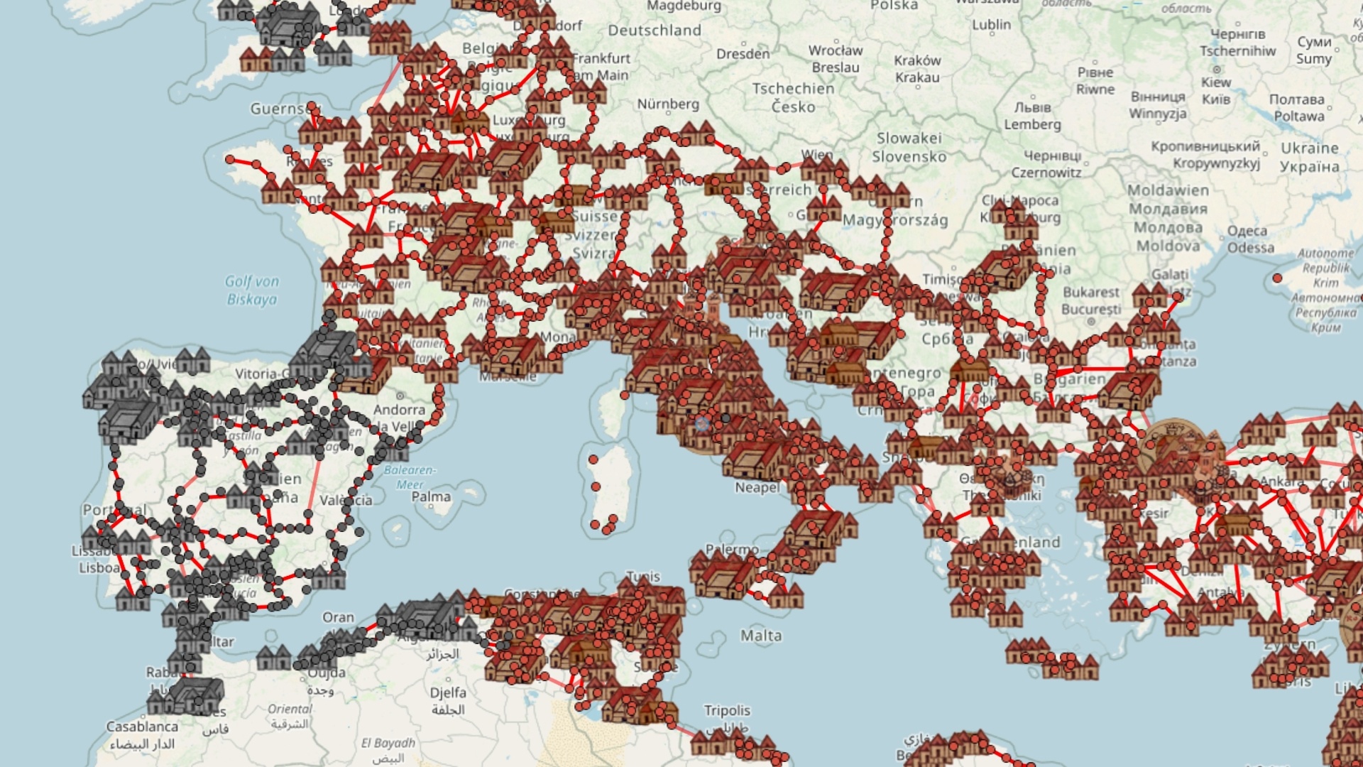 So hätte Google Maps für das Römische Reich ausgesehen, inklusive Routenplaner auf Latein