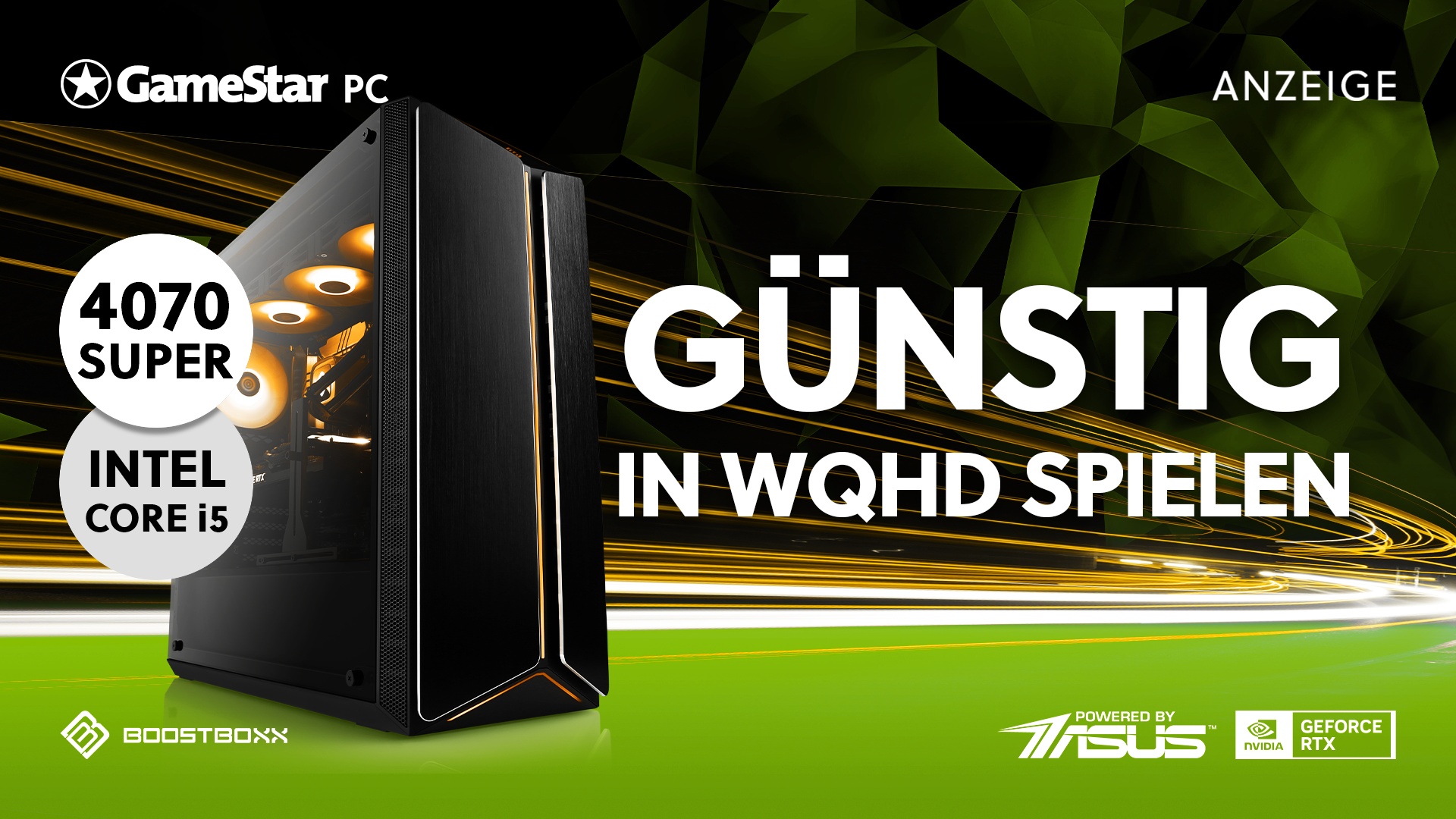Powerful GameStar PC with RTX 4070 Super and Core i5