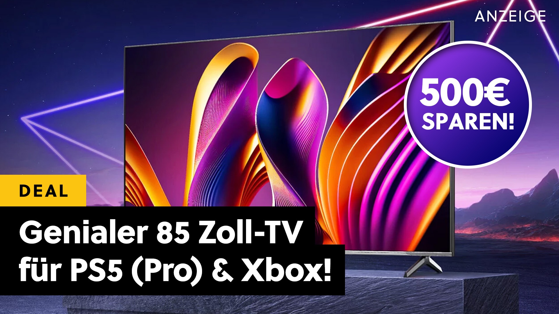 85 Zoll Gaming-Heimkino unverschämt günstig bei Amazon: Mit HDMI 2.1 und 144Hz einer der besten TVs für PS5 Pro und Xbox Series X!