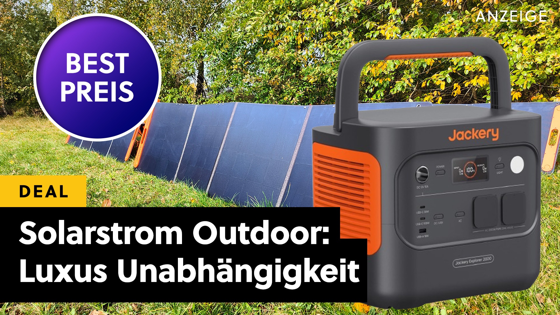 Deals: Jackery Powerstation - Autarke Stromversorgung für Camping & Festivals im Bundle mit mobilem Solarpanel [Anzeige]