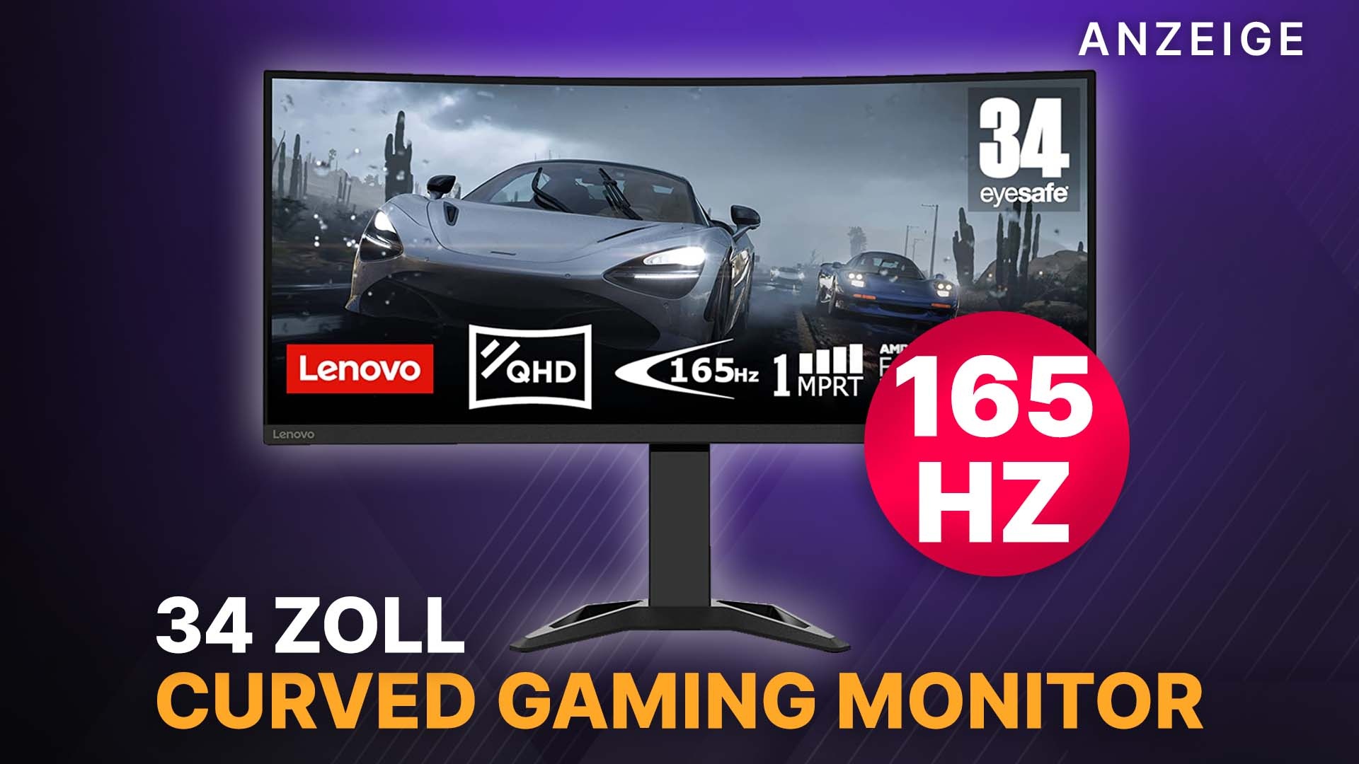 150€ Rabatt bei Amazon 34 Zoll Curved Gaming Monitor mit 165Hz & 0,5ms