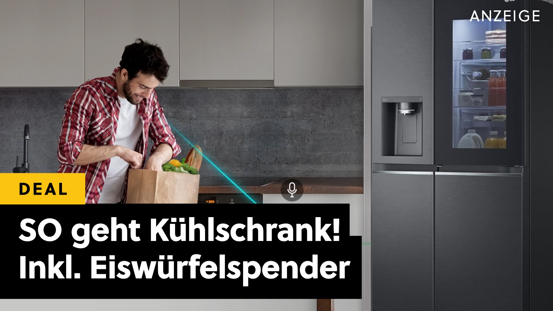 Deals: Side-by-Side Kühlschrank - Stylisch, riesig, leise: LG Premium Kühlschrank mit Eiswürfelspender im Angebot [Anzeige]
