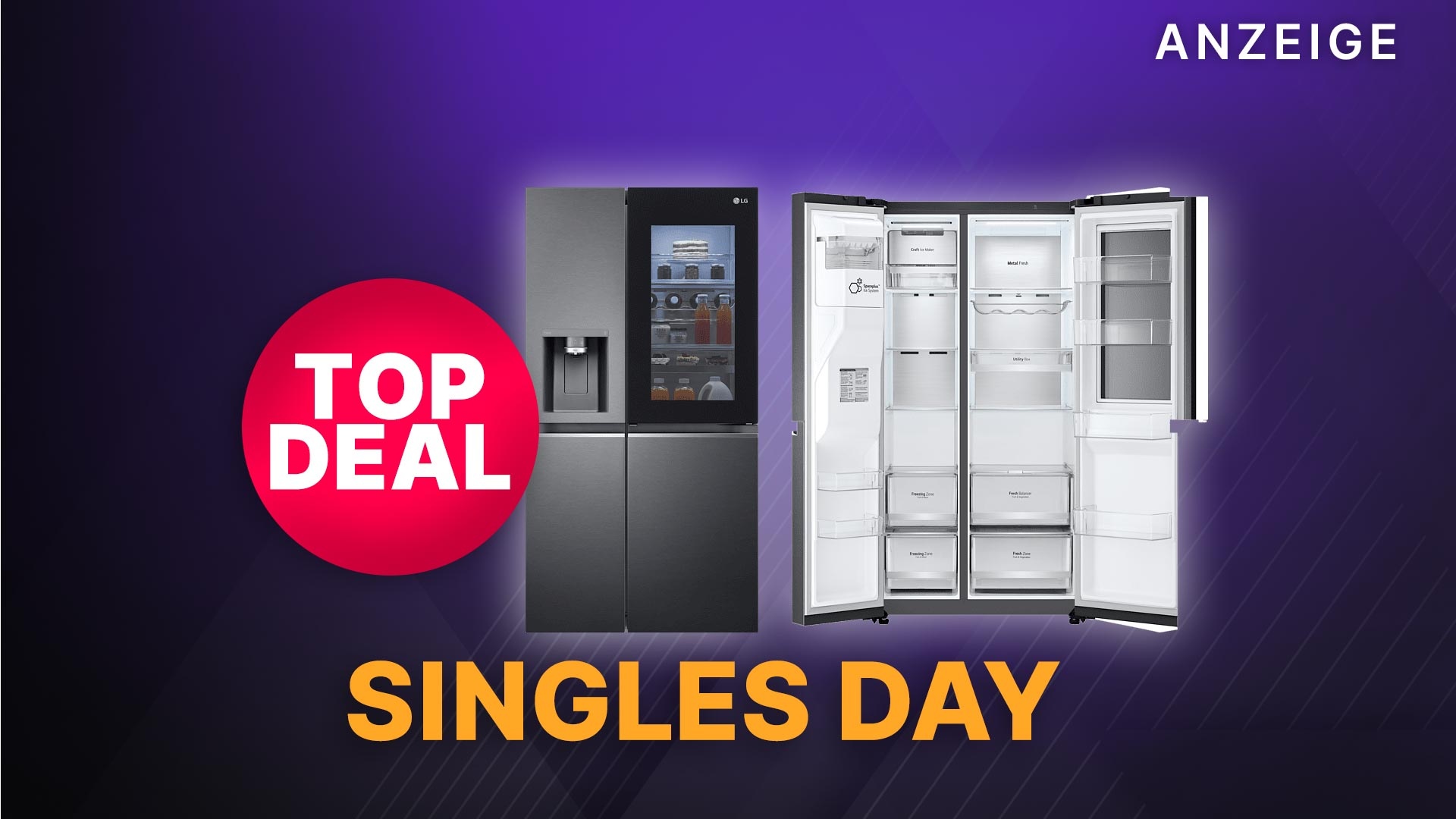 TopAngebot beim Singles Day LG SidebySide Kühlschrank mit InstaView