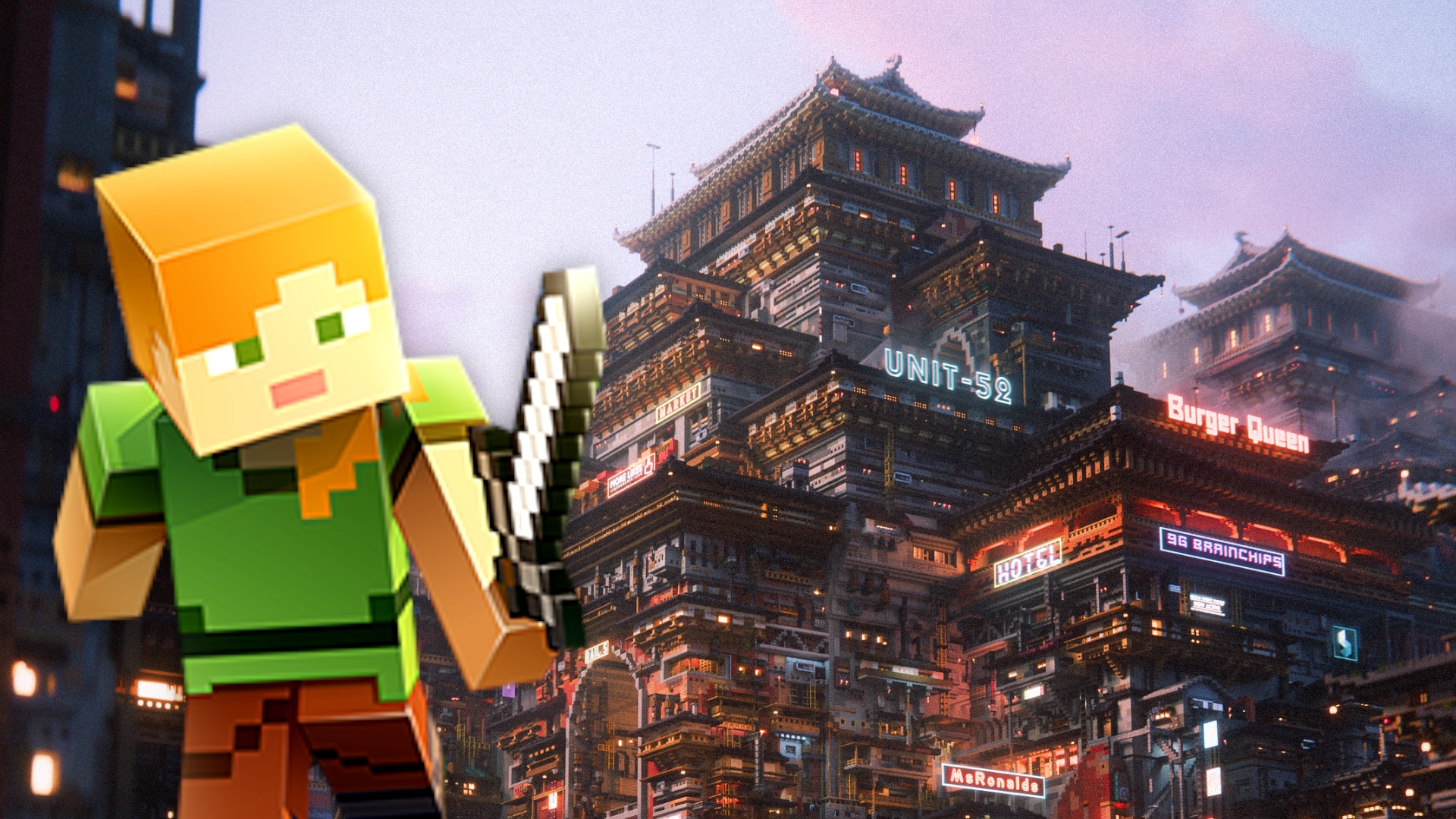 News: Minecraft - »Hab erst beim Ranzoomen gesehen, dass das Minecraft ist« - Spieler baut eine Cyberpunk-Welt, die User sprachlos macht