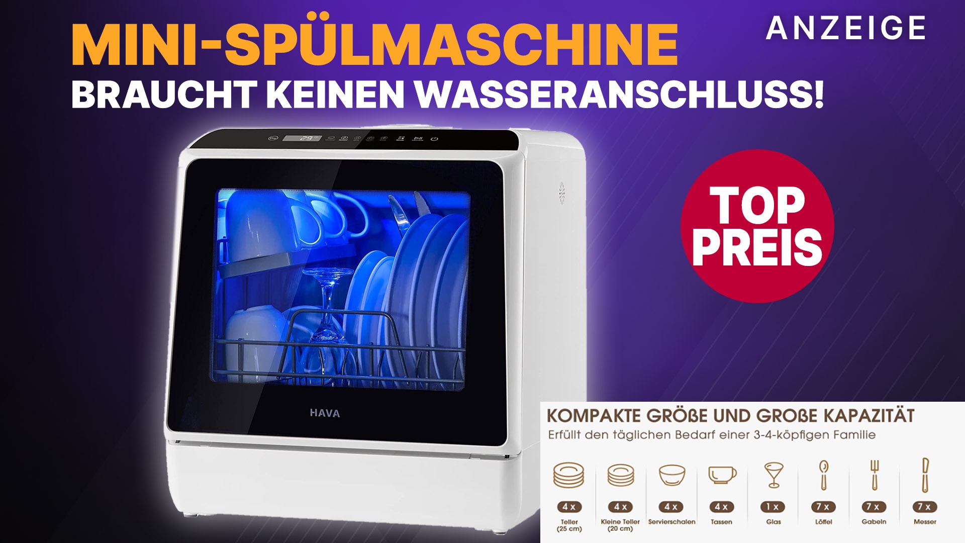 Spülmaschine ohne Wasseranschluss MiniGeschirrspüler im Amazon Angebot richtig günstig