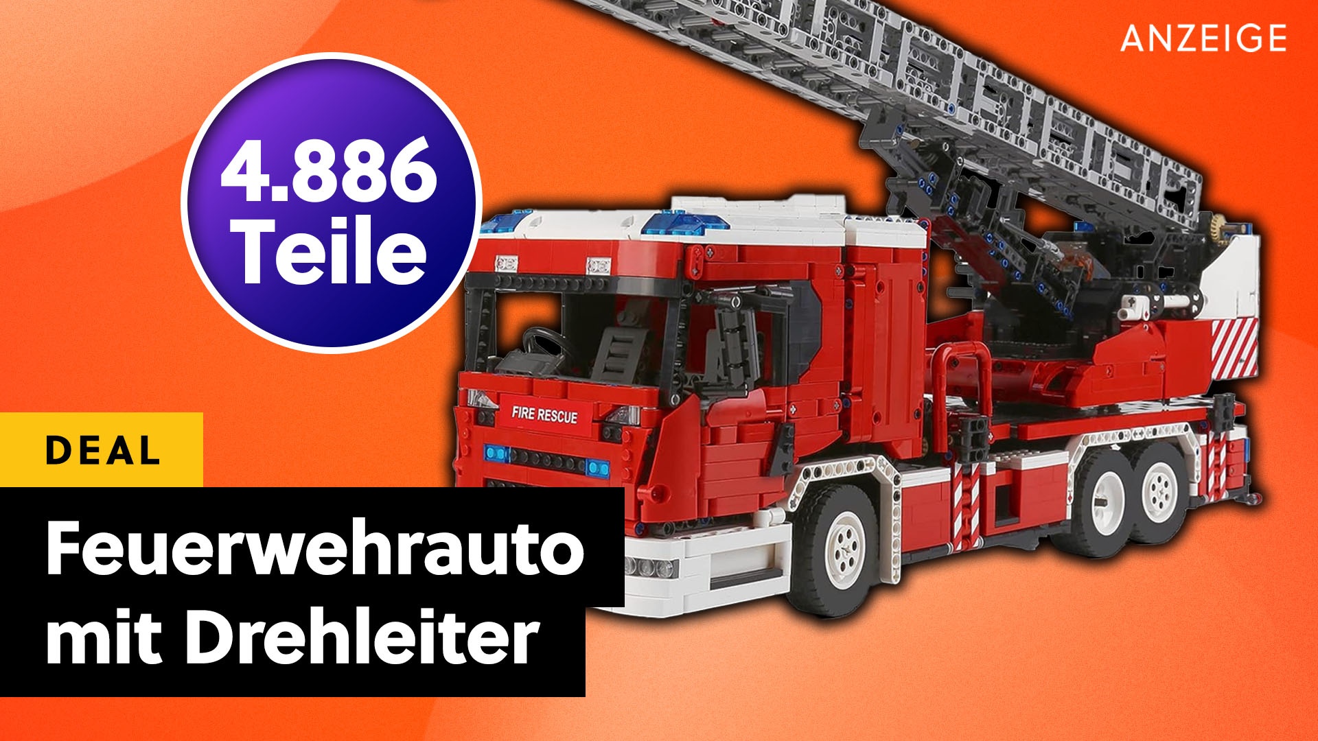Warum gibt’s das bei LEGO Technic nicht? Komplett ferngesteuertes Feuerwehrauto mit knapp 5.000 Teilen & großer Drehleiter