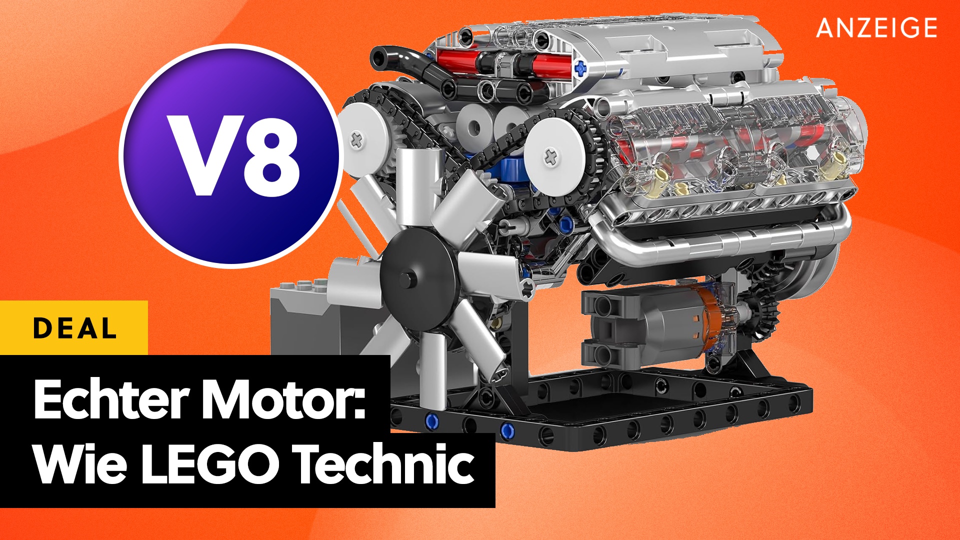 Deals: V8-Motor - Aus Klemmbausteinen: Hier bewegt sich alles, was sich bewegen soll! [Anzeige]