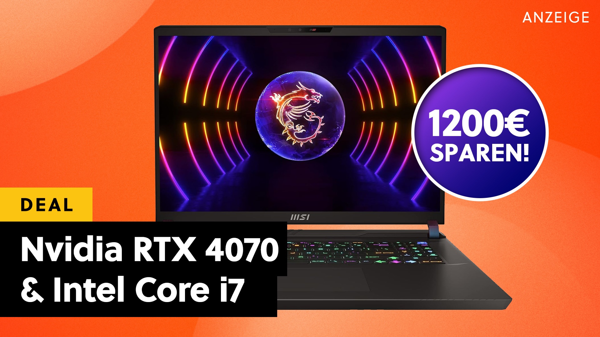 Jetzt mit sage und schreibe 1200€ Rabatt: MSI Gaming Laptop mit Nvidia RTX 4070 und Intel Core i7 im Amazon-Angebot!