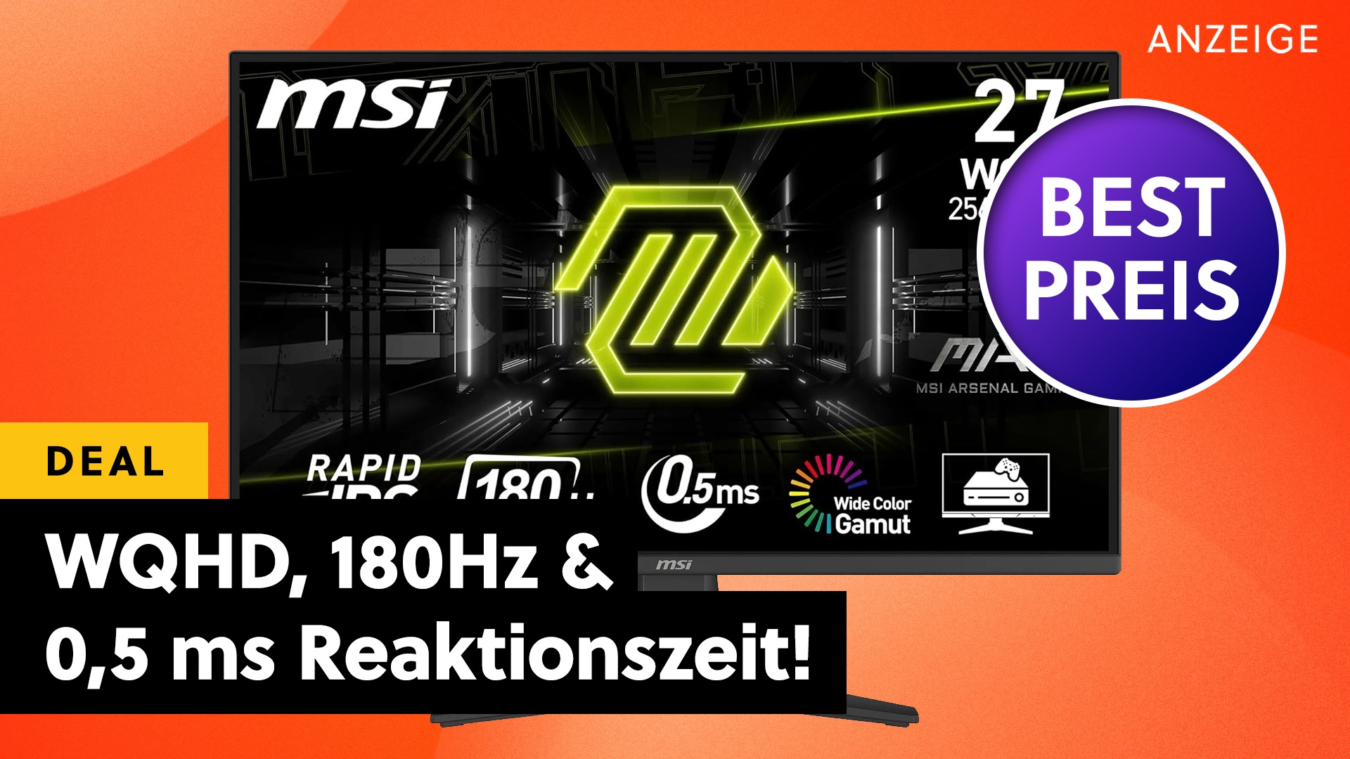 Résolution WQHD et 180 Hz maintenant pour moins de 200 € : moniteur de jeu ultra-rapide de MSI au meilleur prix absolu sur Amazon !