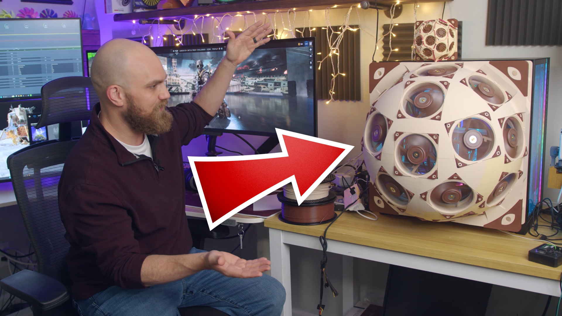 News: Noctua-Superdome - Es sieht nicht nur spektakulär aus, wenn eine Seite vom PC kugelförmig aus Lüftern besteht, es bringt auch was!