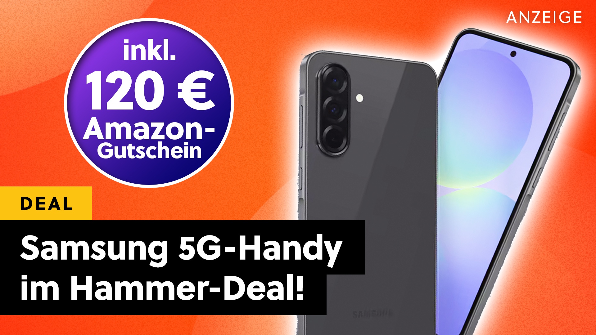 120 € Amazon-Gutschein zum Samsung-Handy geschenkt? Pünktlich zum Prime Day 2025 bekommt ihr einen mächtigen 5G-Deal in einem starken Tarifvertrag!