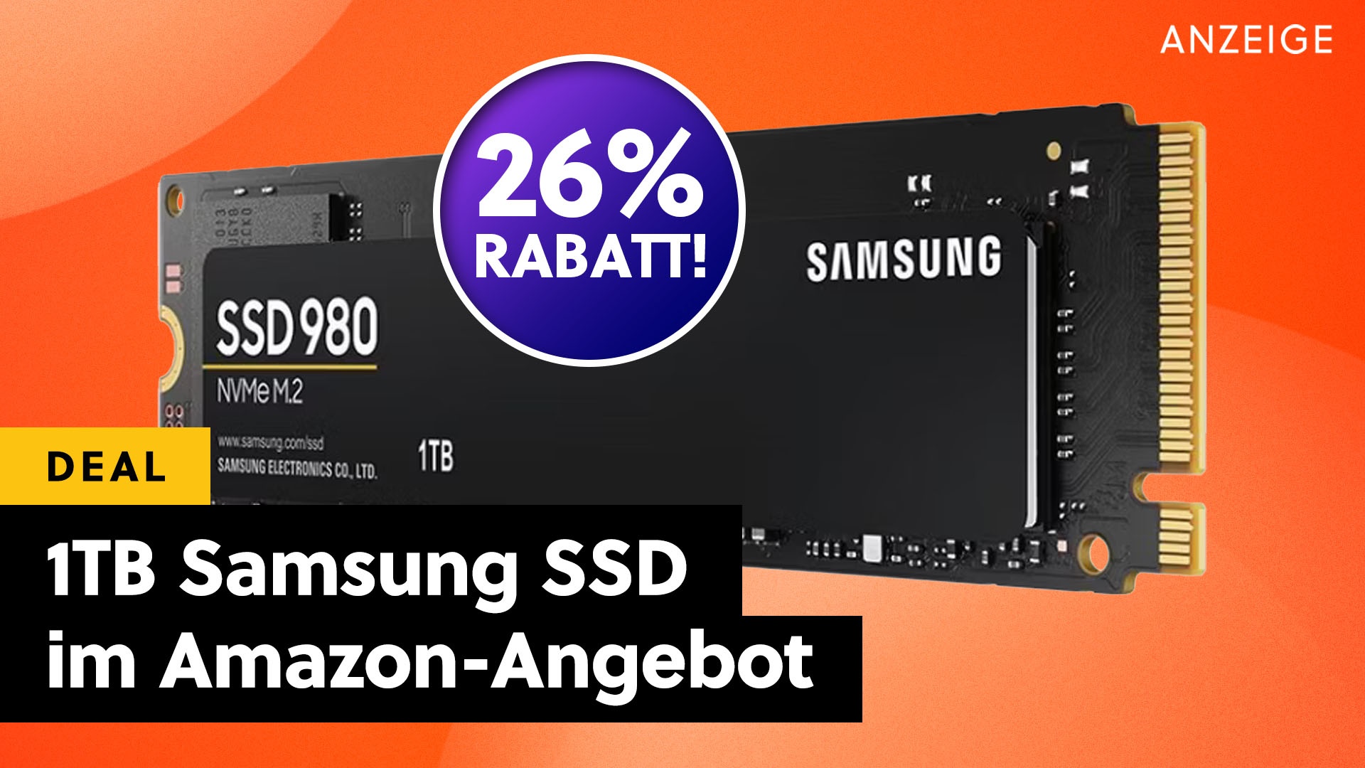 Samsung 980 NVMe SSD mit 1TB Speicher im Amazon-Angebot: Endlich fällt sie im Preis!