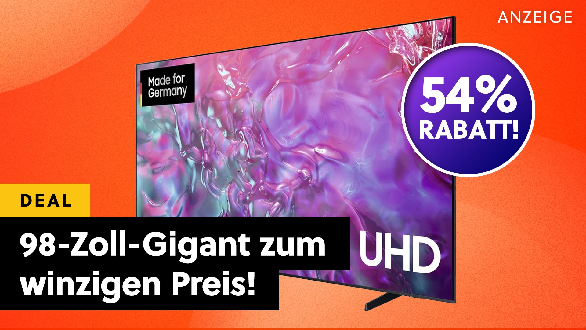 Samsung sorgt für leere Kinos: 98 Zoll (!) großer 4K-TV mit 120Hz, HDR und HDMI 2.1 so günstig, das ist doch irre!
