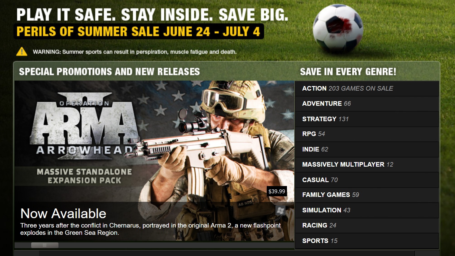 News: Steam - »Sport ist gefährlich und sollte vermieden werden« - Sales vor 16 Jahren waren anders wild!