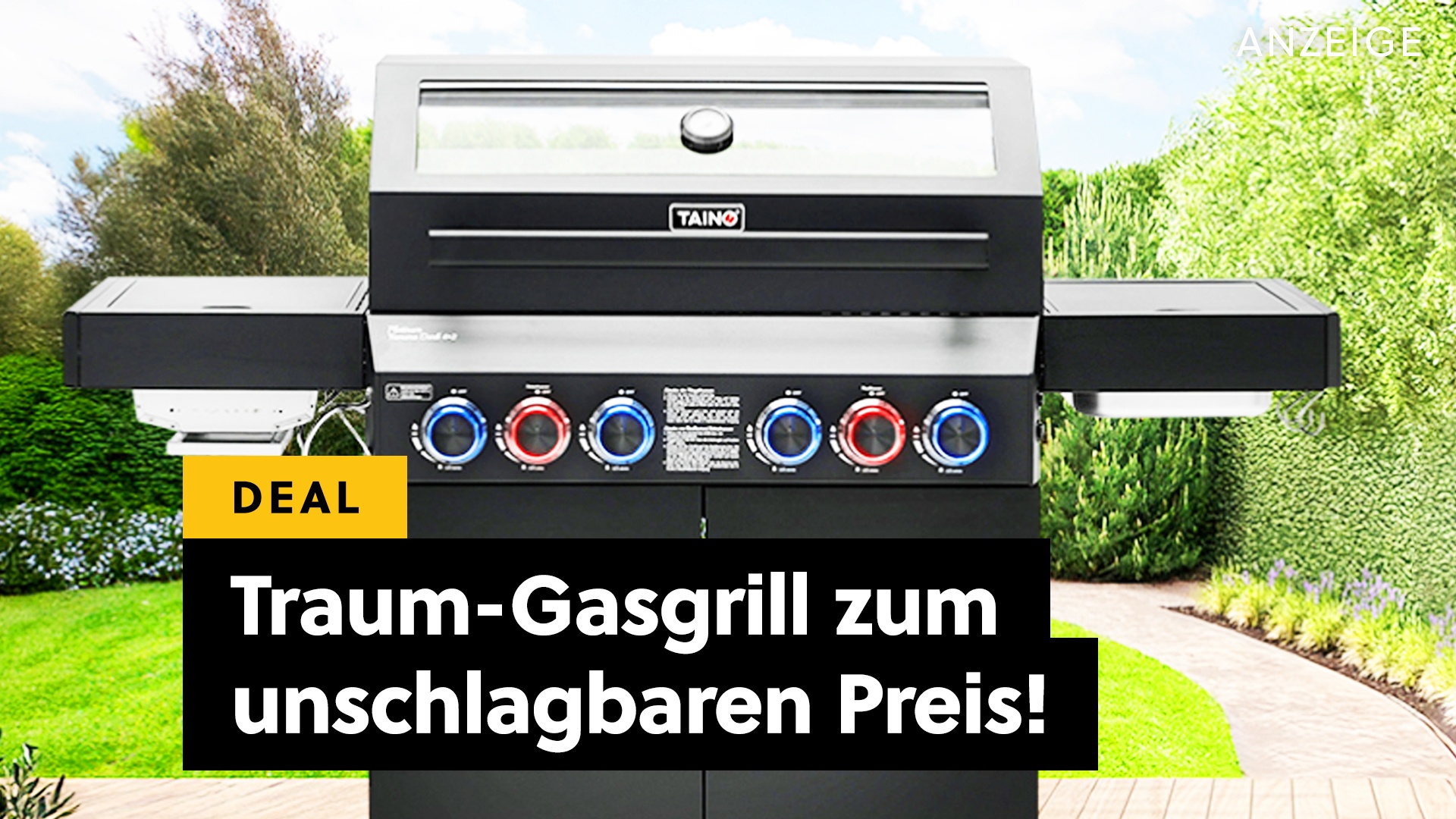 Deals: Traum-Gasgrill - Mattschwarz, top ausgestattet, Glasdeckel und noch dazu echt günstig! [Anzeige]