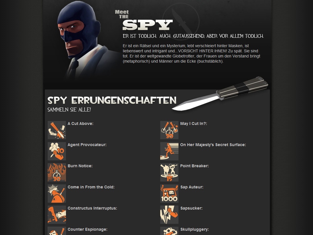 Team Fortress 2 Achievements für den Spy (und für Valve)