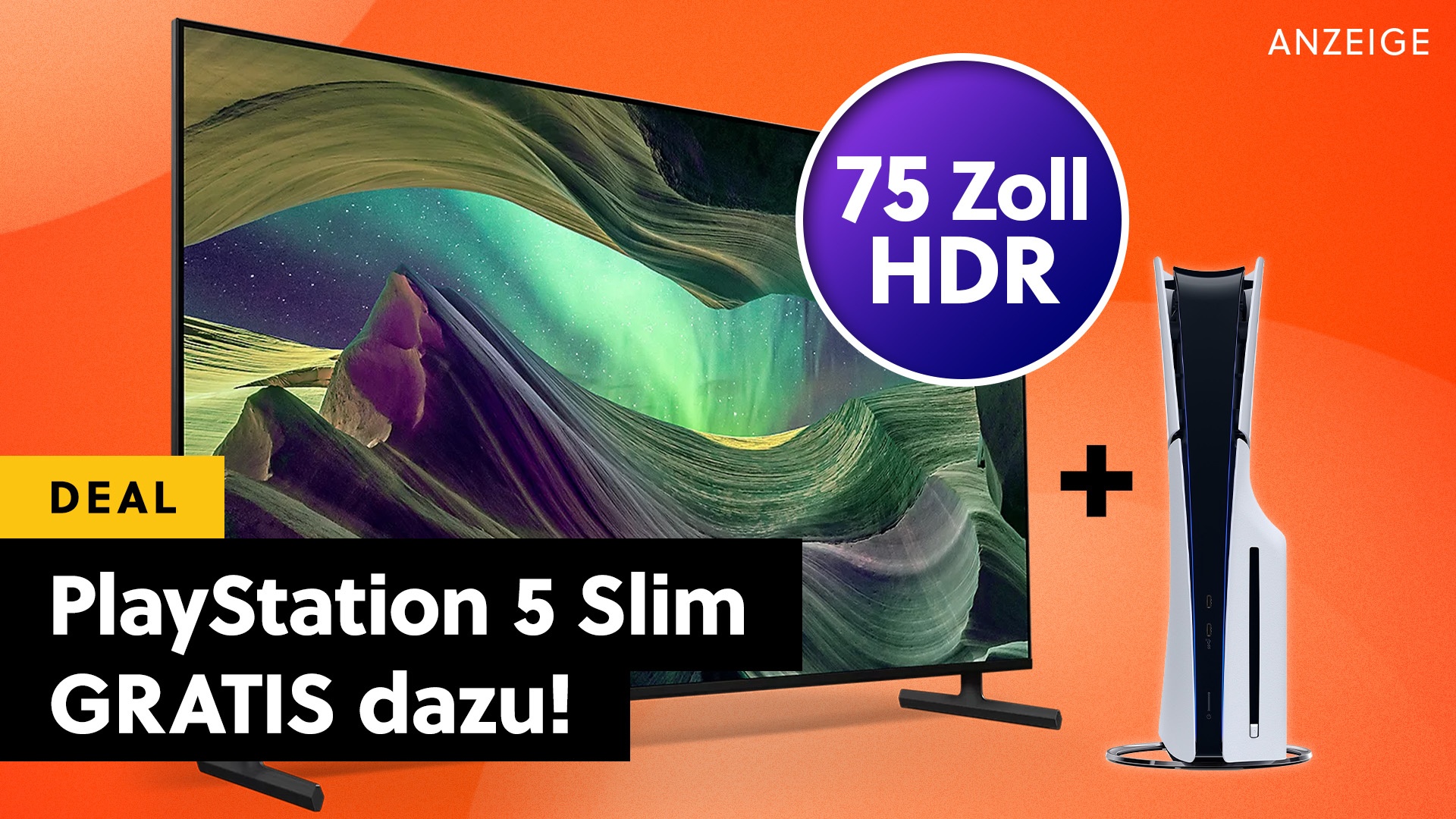 Dieser High-End 75-Zoll-Fernseher mit HDR & 120Hz ist über 500€ reduziert und die PlayStation 5 Slim gibt’s gratis dazu!