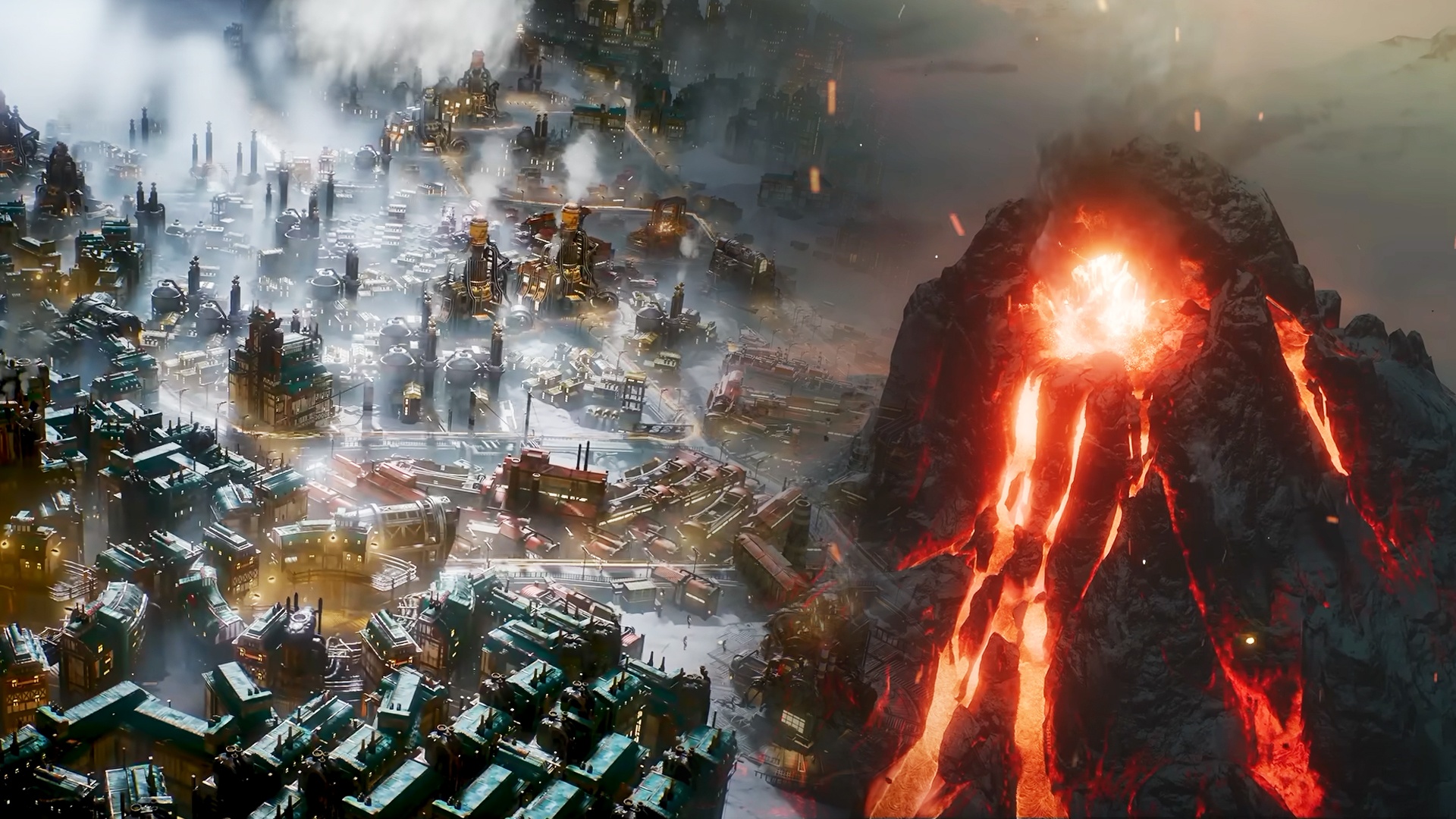 Video: Jetzt wird's sogar in Frostpunk 2 heiß: Das knallharte Aufbauspiel bekommt eine Erweiterung, in der ein Vulkan eure Stadt bedroht