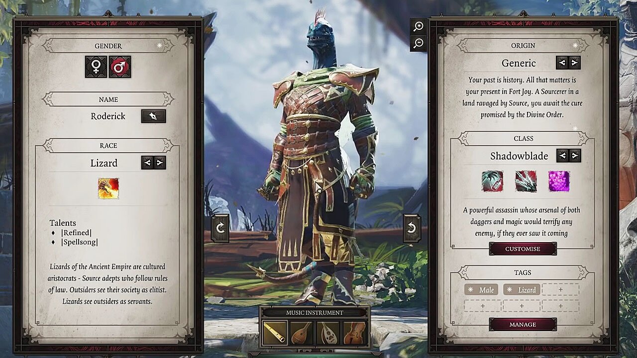 Divinity: Original Sin 2 - Gameplay aus dem Charakter-Editor mit Echsen-Rasse