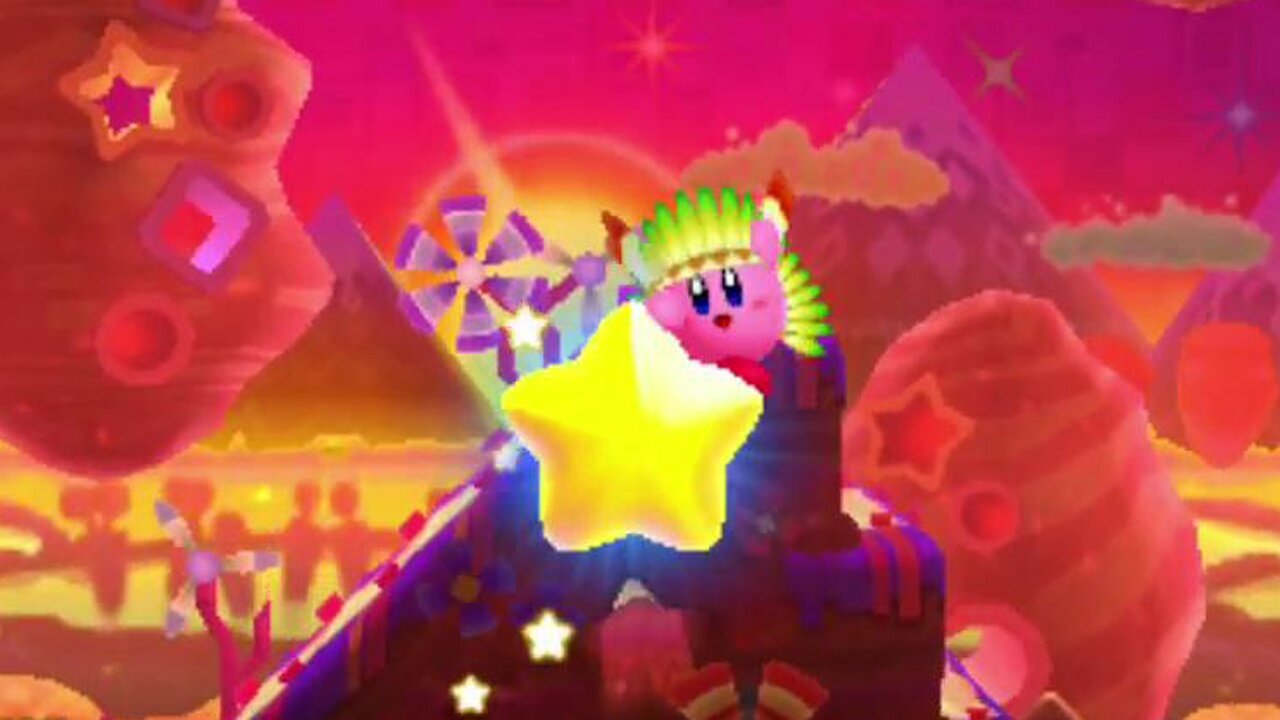 Kirby Triple Deluxe - Gameplay-Trailer: Kirby verschlingt einen fahrenden Zug
