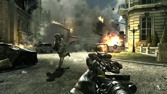 Call of Duty: Modern Warfare 3 - PC-Screenshots (Solo-Kampagne)In Paris fallen reihenweise Hubschrauber und anderes Fluggerät vom Himmel.