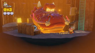 Captain Toad: Treasure TrackerDie Bosslevels sind etwas eintönig, da wir im Grunde mehrmals dem Drachen entkommen müssen.