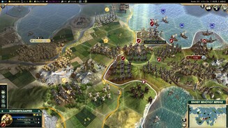 Civilization 5Zwischen England und Assyrien belauern sich die Schwertkämpfer. In Assur steht der Große Leuchtturm. Übrigens an einem See. Alberne KI.