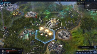 Civilization: Beyond EarthWeil es eine Quest von uns verlangt, greifen wir eine der neutralen Handelsstationen an, die aber viel weniger ausgearbeitet sind als die Stadtstaaten von Civ 5.