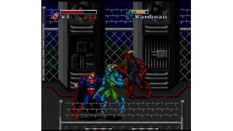 Superman fighting strange underground mutants.