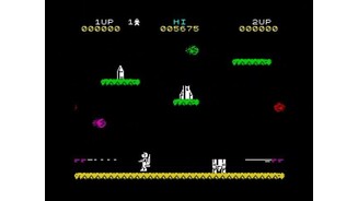 Jetpac, one of two classic games included