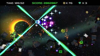 Ouya-Spiele: Dub WarsDubstep meets Geometric Wars: Schüsse im Twin-Stick-Shooter werden im Takt abgefeuert. Wer auf Dubstep steht, wird Dub Wars lieben!