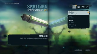 Far Cry 3Im Handwerksmenü stellen wir neue Gegenstände wie Spritzen her.