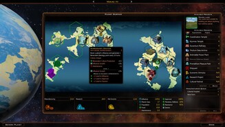 Galactic Civilization 3Unsere Bauplätze sollten wir anhand von Bonusfeldern (bunte Hex-Symbole) aussuchen – diese versprechen Vorteile für Forschung, Industrie und so weiter.