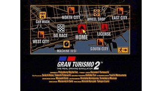 Welcome to Gran Turismoville. The main menu of the simulation mode allows you to do everything from visiting the various dealers to getting a car wash.
