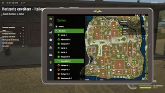Pure Farming 2018Tolle Kartenfunktion im Tablet: Der Spieler wählt ein gesuchtes Objekt, etwa den Hasenstall, und das Zielkreuz wandert automatisch dorthin.