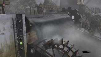 Syberia 3Wir kurbeln an einem Staudamm herum, um Diesel aus dem Wasser zu filtern.