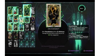 Über Tarotkarten verleiht ihr euch besondere Skills und Boni. Ihr könnt damit sogar eine weitere Ladung der Todesverachtung gewinnen oder die Zeit um euch verlangsamen, wenn ihr Zauber wirkt.