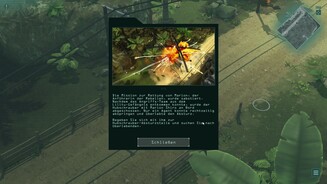 Jagged Alliance: FlashbackDas hier ist das Intro: Statt einer Zwischensequenz gibt es nur ein Textfenster, das überhaupt nicht auf den Konflikt auf San Hermanos eingeht. Stattdessen erfahren wir zunächst nur, dass unser Charakter einen Helikopterabsturz überlebt hat.