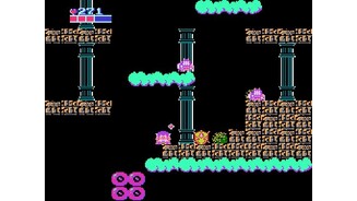 Kid Icarus (NES)In der Himmels-Welt tauchen immer wieder Gegner aus dem Boden auf. Pit muss sich ganz klein machen, um ihren Schüssen auszuweichen.
