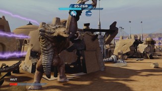 Kinect Star WarsAls Rancor zerstören wir ganze Städte, so wie hier Mos Eisley auf Tatooine.