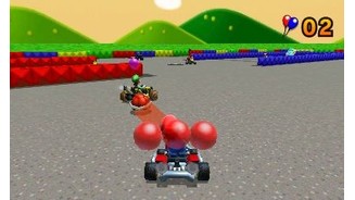 Mario Kart 7Auch in der Ballonschlacht gibt es Retro-Strecken wie diese Arena aus SNES-Zeiten.