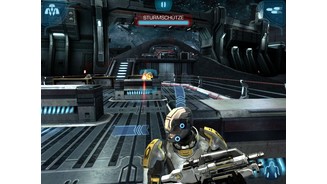 Mass Effect: InfiltratorStellungsgefecht: Die Pfeile zeigen, in welche Richtung wir in Deckung »wischen« können.