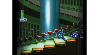 Megaman X climbs the stairs of the Bio Laboratory