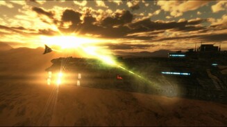 Meridian: New WorldAuch kleinere Zwischensequenzen warten zwischen den Missionen auf uns. Hier wird unser Mutterschiff von mehreren kleinen Feindjägern angegriffen, in der folgenden Mission müssen wir deren Heimatbasen ausheben.