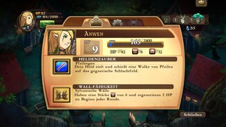 Might + Magic: Clash of Heroes HDJeder Held verfügt über einen individuellen Zauber, der in der Schlacht eingesetzt werden darf. Dazu kommt pro Recke noch eine Fähigkeit, die jeweils bestimmte Boni bringt.