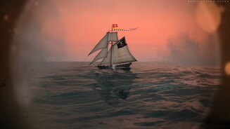 Naval Action Nochmal das Fernglas: Die Wasserfontäne zeigt, dass wir zu kurz gezielt haben.