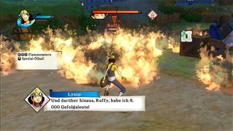 One Piece: Pirate WarriorsDie Flammeneffekte im Kampf Lysop gegen Ruffy sehen recht hübsch aus.