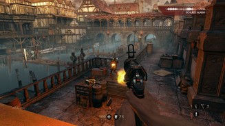 Wolfenstein: The Old BloodDie Leuchtpistole richtet verheerenden Schaden an. Ein Schuss, und der Feind geht in einem Flammenball auf.